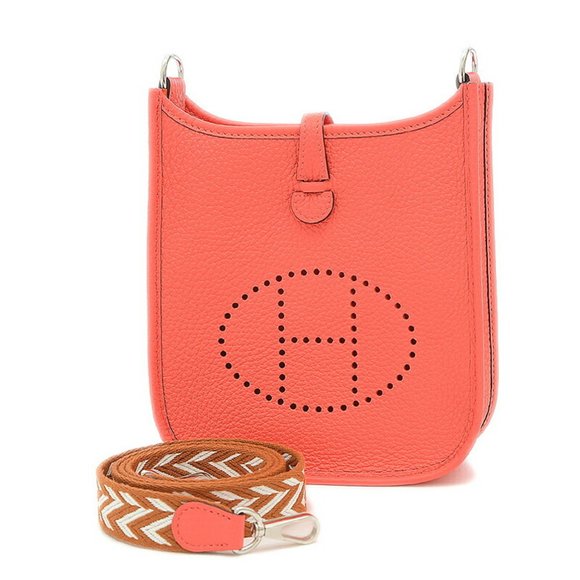 Hermes Evelyn TPM Amazon Taurillon Clemence Shoulder Bag Rose Texas Silver Ha... - Picture 7 of 7